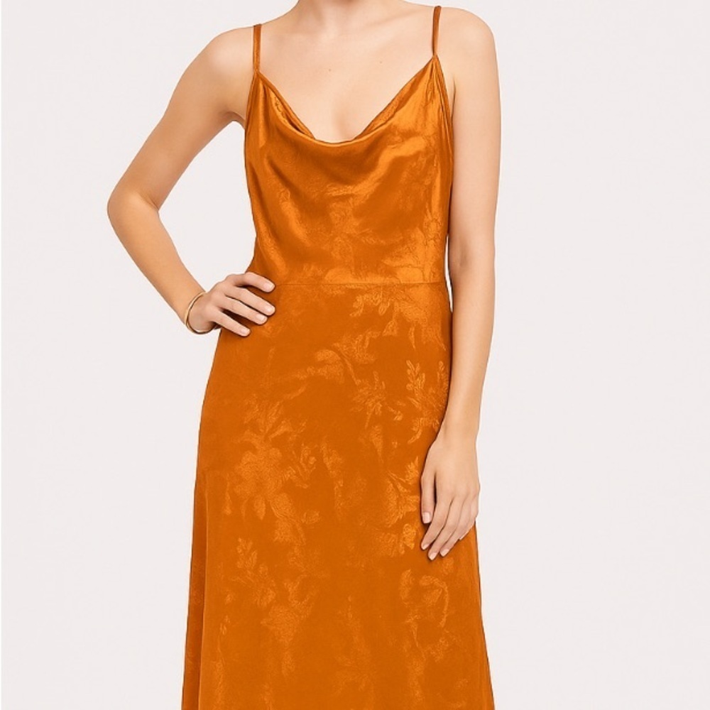 SHEIN Chic Satin Slip Dress in Rich Orange